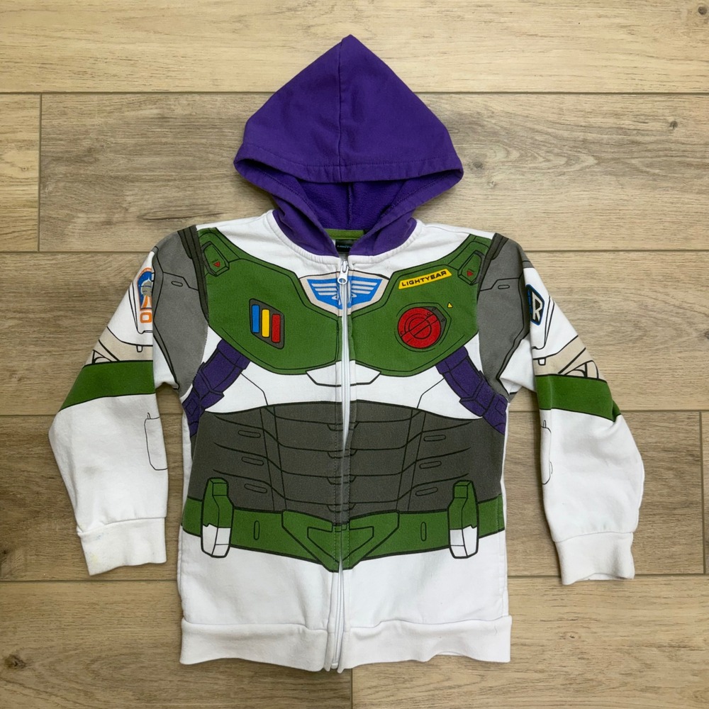 Disney Pixar Lightyear Buzz Lightyear Costume Zip Hoodie White‎ Kids Small 5-6